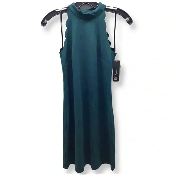 BCX Size XXS Juniors Scalloped Scuba Crepe Halter Dress. New With Tags - Picture 1 of 5